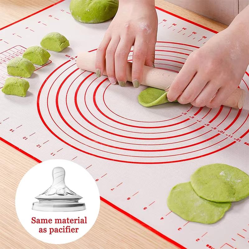 8 Size Silicone Baking Mat Reusable Nonstick Baking Sheet Thick Dough Rolling Mat with Measurements and Edge Heightening JT606
