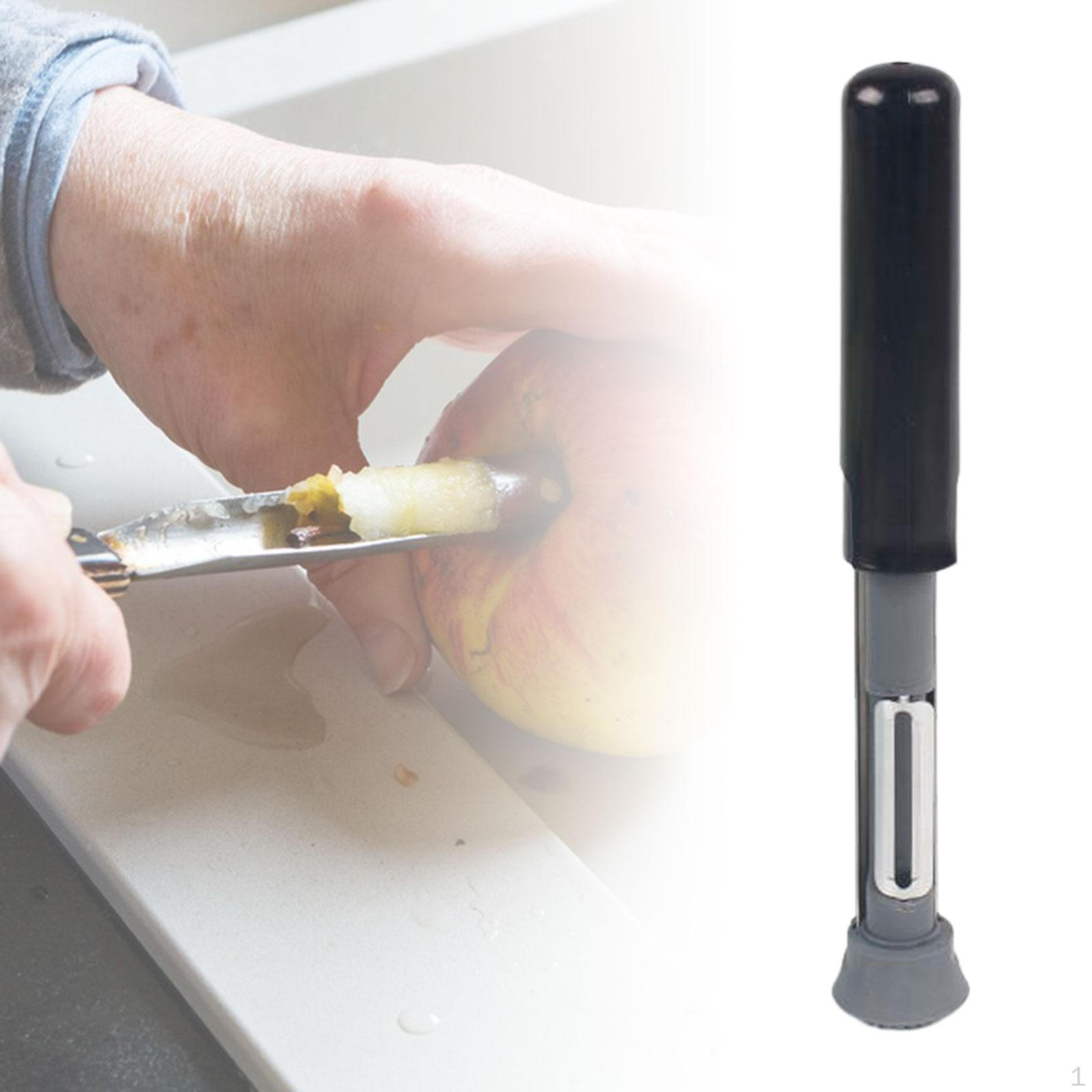 

2 в 1 для удаления сердцевины яблока, инструмент для удаления сердцевины, кухонные фрукты из нержавеющей стали для яблок, Grey Black