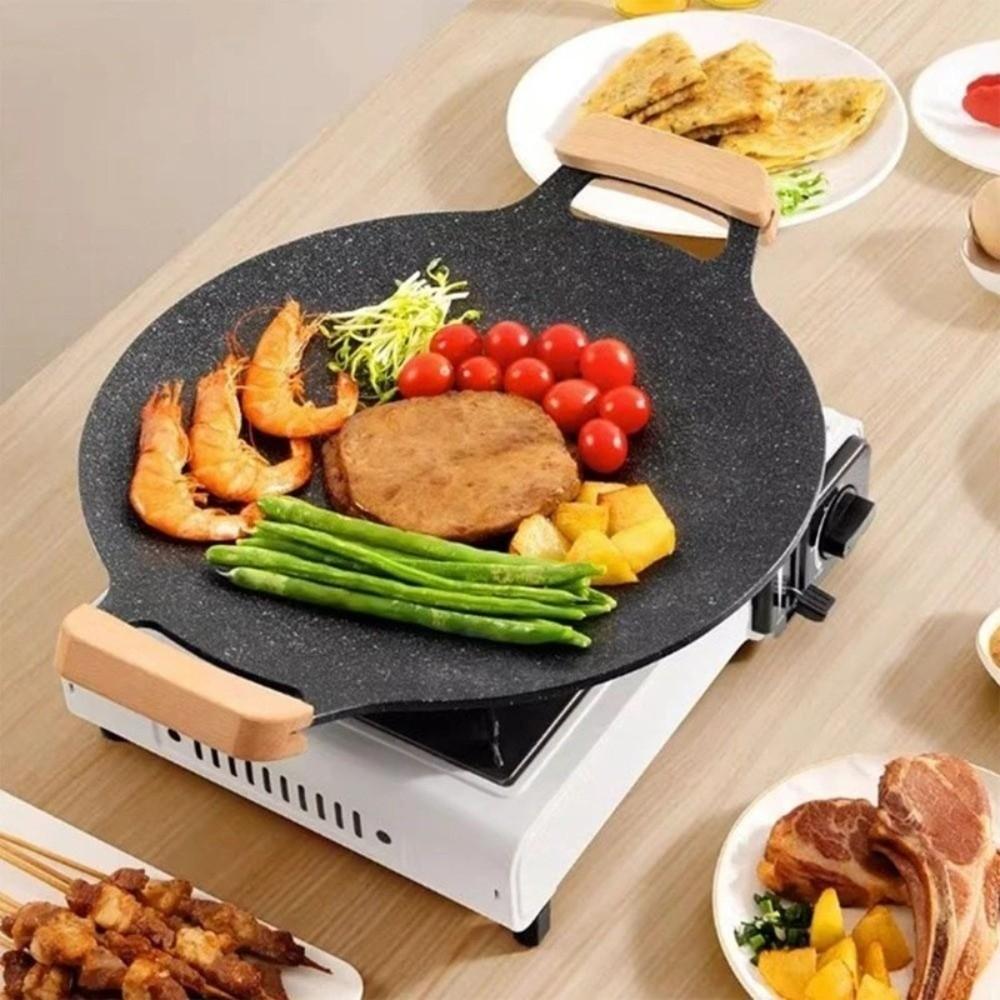 Heat-resistant Holder Korean BBQ Grill Pan 30/32/34/36/38cm Barbecue Plate  Indoor Grilling