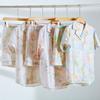Summer Lyocell Tencel lapel short-sleeved pajama set women's flower print loungewear can be worn outside