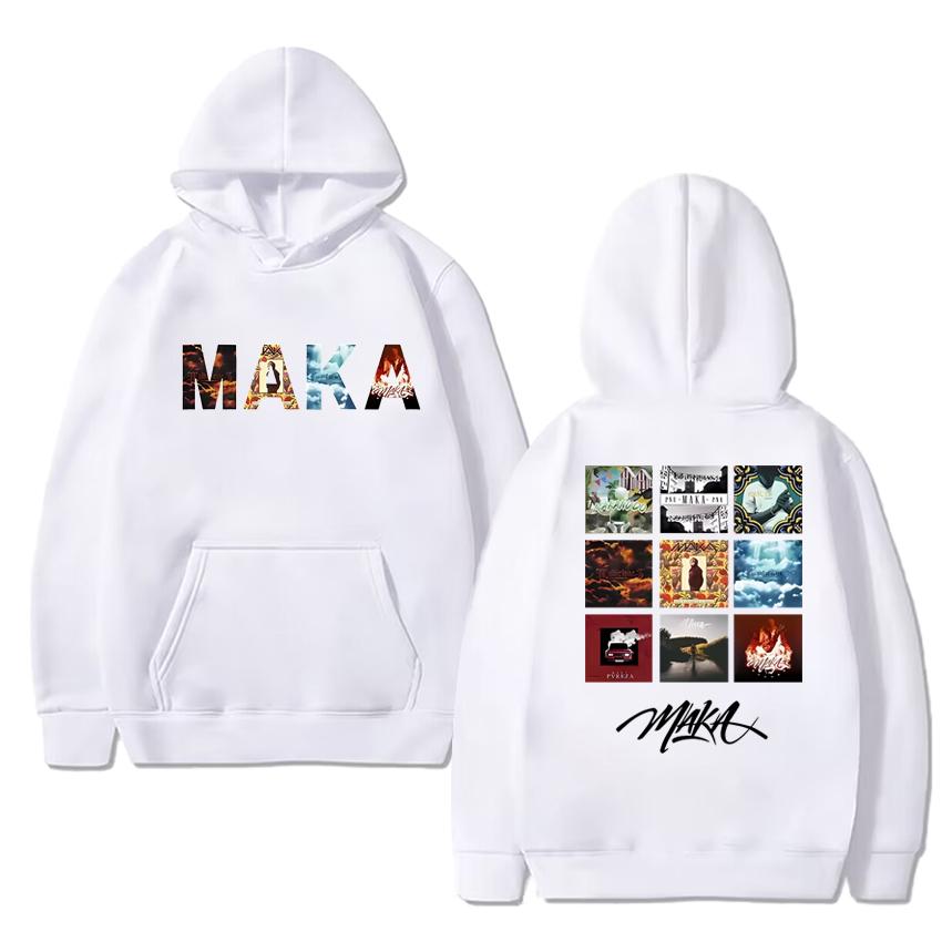 Hot Rapper Maka Music Album Tour 2025 Double Sided Cover Print Hoodie Unisex Hip Hop Punk Streetwear Men Women Fleece Sweatshirt