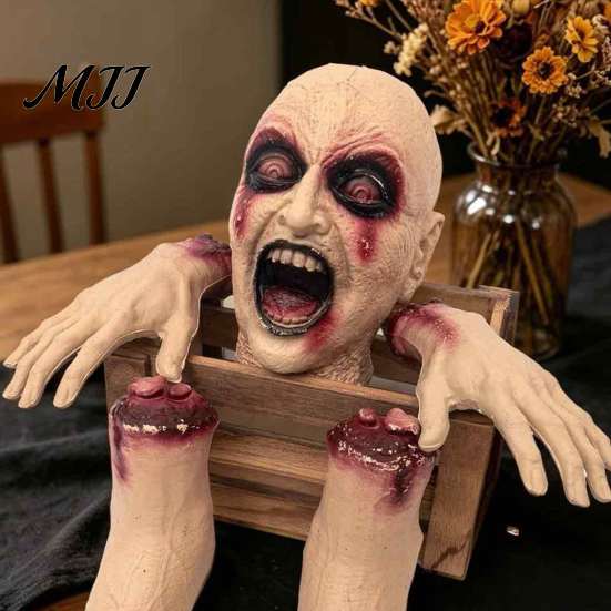 Creepy Latex Organs 5 Pcs Halloween Body Parts Prop, Realistic Broken Head Hands Feet Set, Scary Blood Fake Severed Zombie Dead for Outdoor