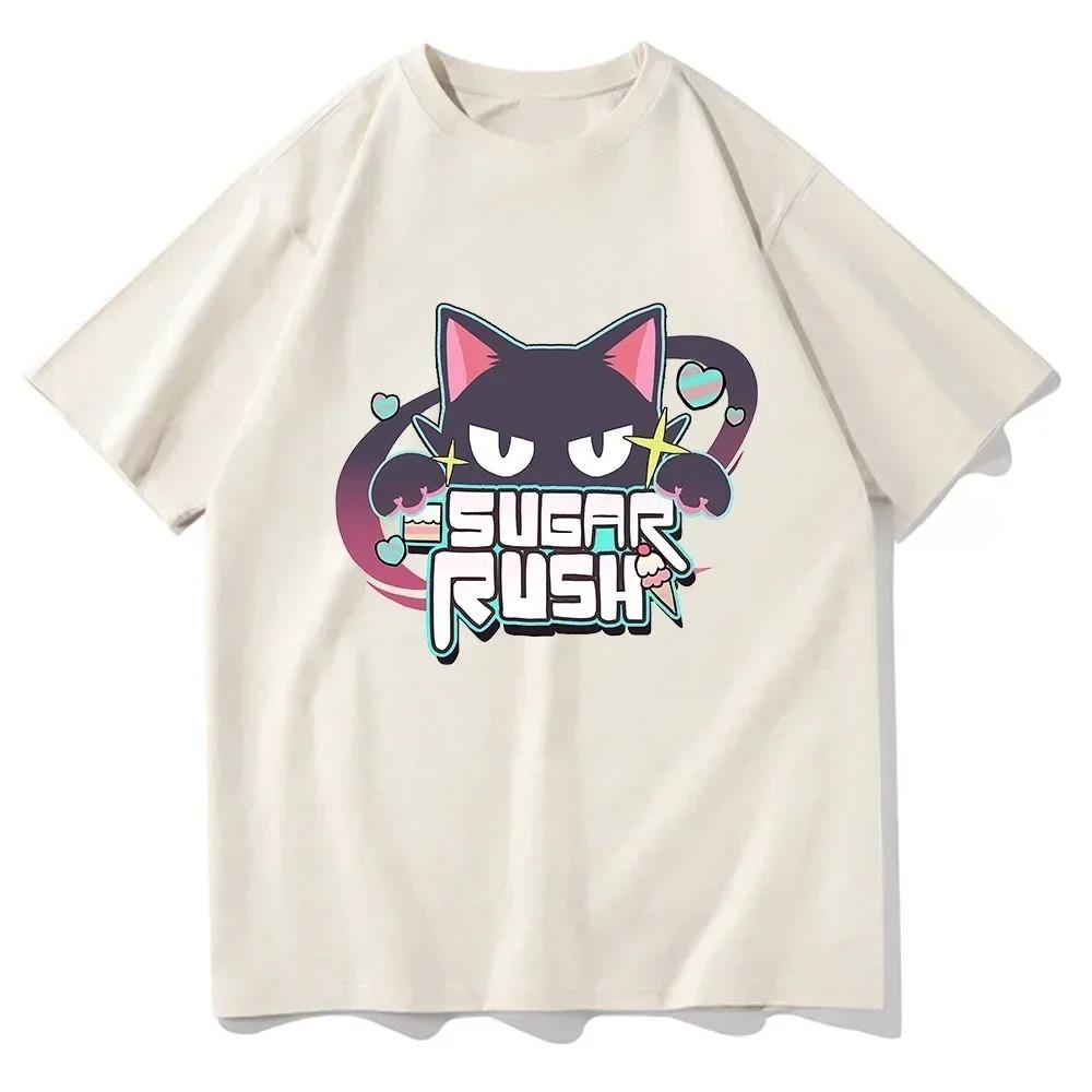Modrá anime archivní trička Sugar Rush Vtipné dámské oblečení Unisex Streetwear Manga Cosplay Oblečení Grafická trička