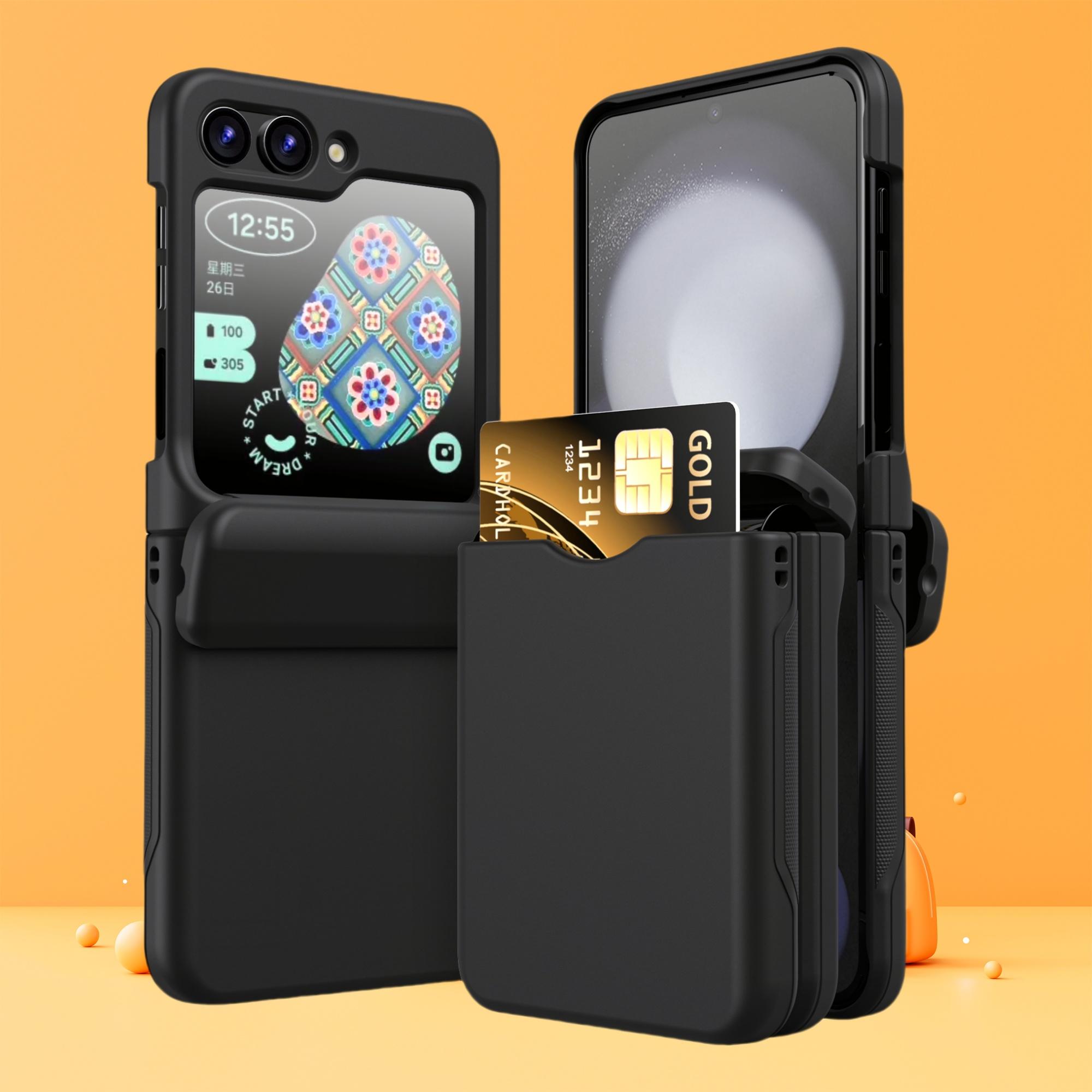 

Чехол для ПК с защитой от падения для Samsung Galaxy Z Flip 6 5 5G Flip6 Flip5 Flip 3 4 Flip4 Flip3 Аксессуары для телефонов Держатель для карт for Galaxy Z Flip 5 чёрный