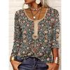 Camicette e camicie con scollo a maniche lunghe stampate con motivo floreale primavera autunno moda casual da donna