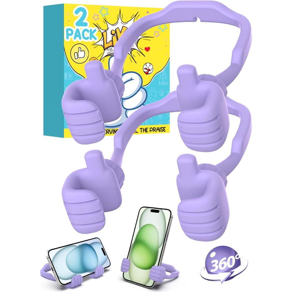 

Подставка для мобильного телефона Thumbs Up Lazy Phone Stand - 2 держателя для телефона Подарки на выпускной для нее и него Подставка для мобильного телефона на стол Подарки на день рождения 2pcs фиолетовый