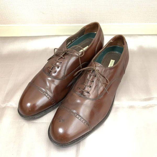 

80s 90s Vintage Florsheim Size 10 3E 28.0cm Cap Toe Dress Shoes Brown