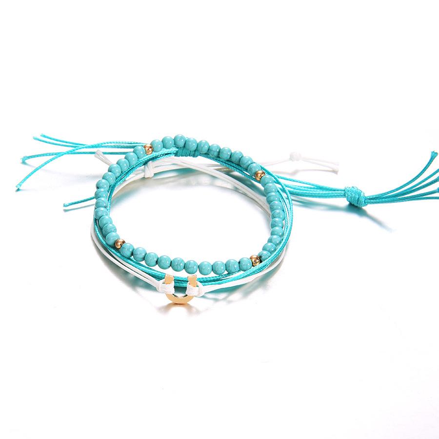 Fußschmuck, Mehrschichtiger Perlen-Fußkettchen in U-Form