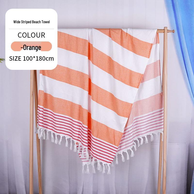 Large & Thick Tassel Turkish Beach Towel – Absorbent, Outdoor Sunscreen Bath Towel