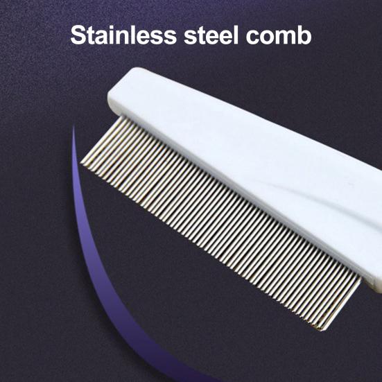 2 Pcs Pet Hair Comb Tear Stain Remover Fine-Tooth Stainless Steel Flea Comb 2-in-1 Multifunctional Grooming Tool Dehairing