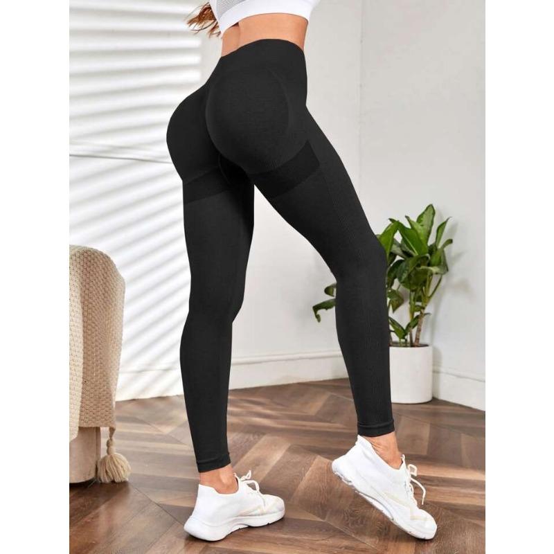 

Весенне-летние новые бесшовные тренировочные штаны для йоги с персиковыми бедрами и смайликом для женщин, спортивные штаны для бега, фитнес-штаны для ягодиц S чёрный