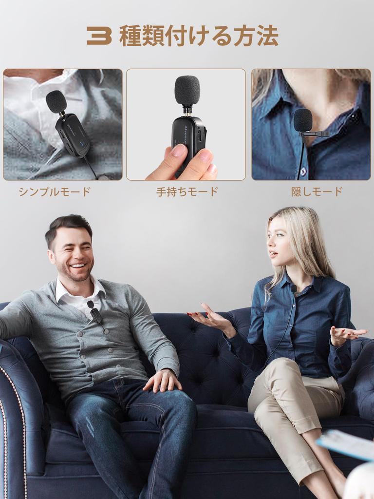 Alvoxcon TG320 Wireless Recording System for Smartphones and External Lapel for and Includes Japanese Instruction Manual Cameras, Clip-on Microphone,