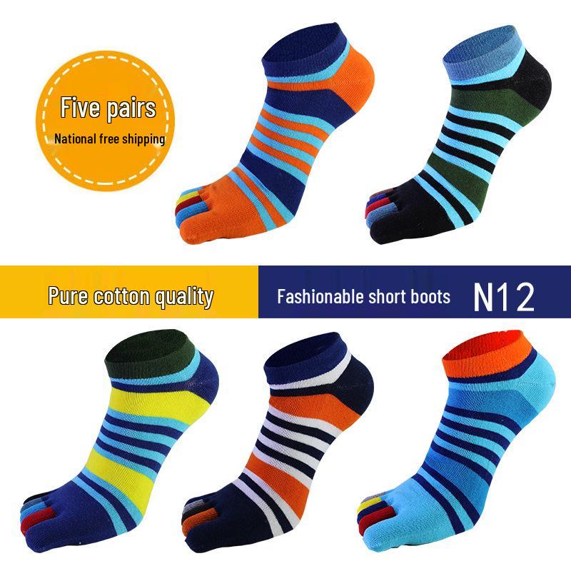 Men's Sweat-Absorbing Cotton Five-Toe Sports Socks