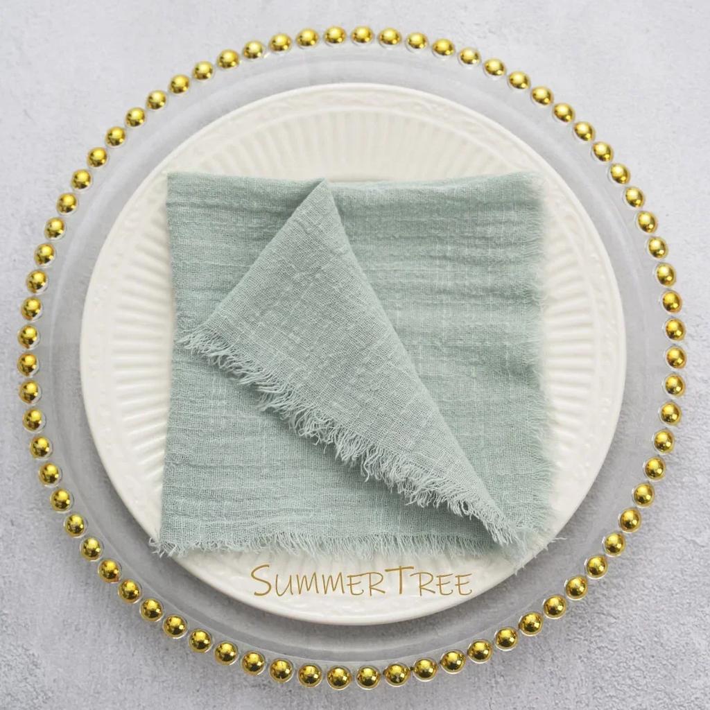 10pcs 32x32cm Cloth Napkins Pure Cotton Gauze Soft Napkin Handkerchief Vintage Banquet Garden Party Wedding Table Decoration