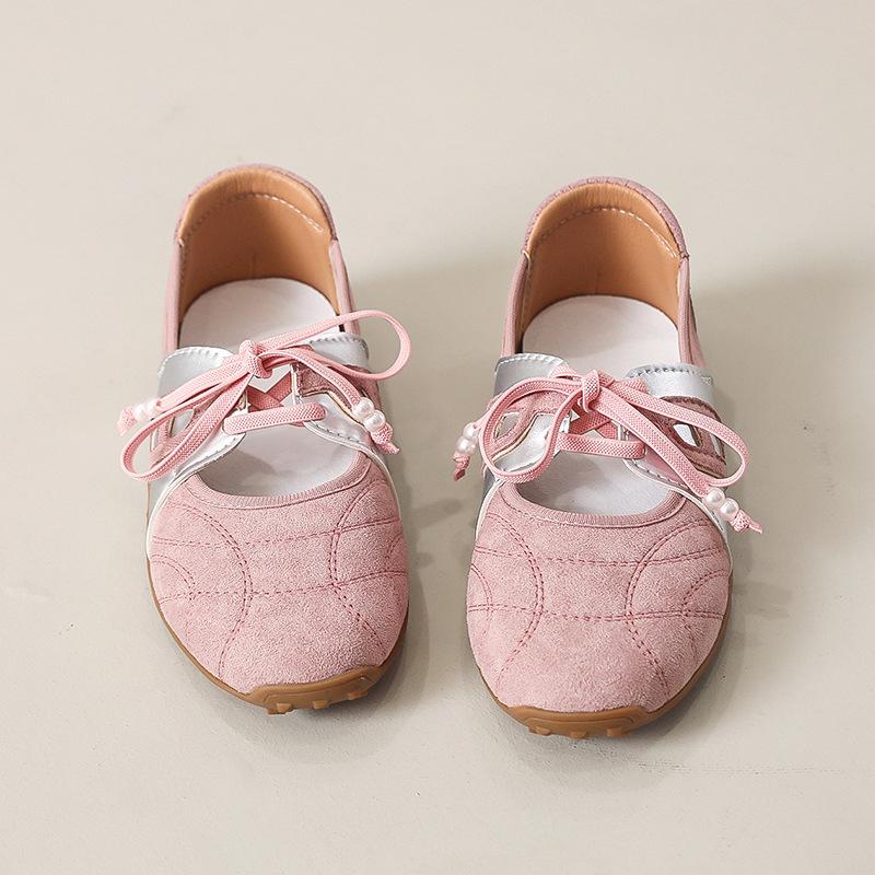 Round head red lace-up ballet 2025 autumn soft leather original single shallow mouth women's shoes casual flat Mary Jane women's single shoes