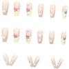 24Pcs Long Nails Sweet Cute Sparkling French Stars Square Head Press On Fake Nails Detachable Full Cover Nail Tips Art With Glue