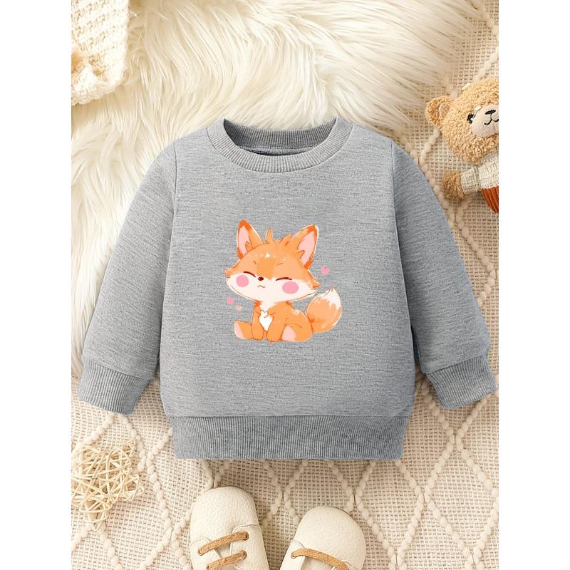 European Size Cartoon Minimalist Print Pattern, Comfortable And Skin-Friendly Sweatshirt, Suitable for Spring And Autumn with a Round Neck
