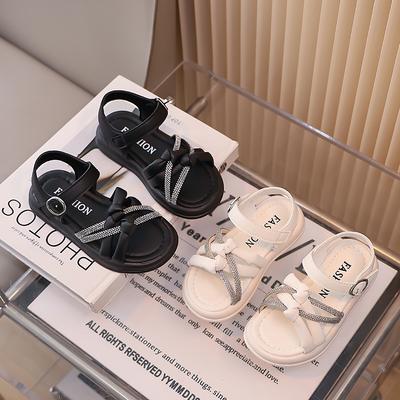 Girls Beach Shoes Soft Sole Non-slip Kids Princess Shoes for Summer Shiny Sequins 2025 Summer Children Sandals Open Toes Sweet