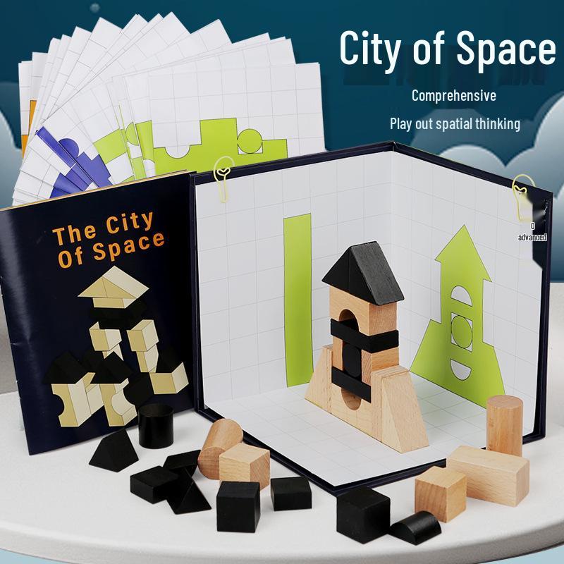 

3D Space City Building Blocks Set: Geometric Shapes for Teaching Spatial Thinking