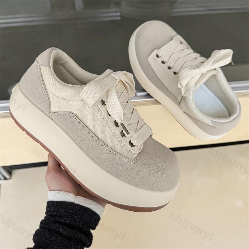 Fashion 2025 New Thick Soled High Head Comfortable Men's Shoes Fashion Trend Sports Canvas Casual Lace-up Non slip Flat Chunky sneakers