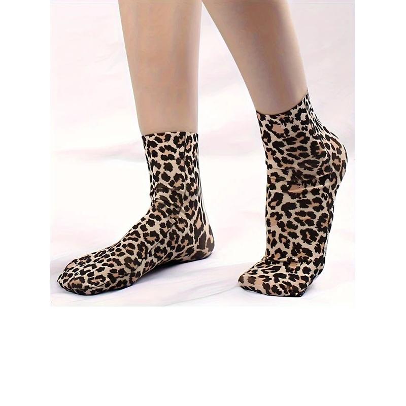 3 Pairs Leopard Large Flower Print Short Socks Summer Single Shoes Stockings High Elastic Comfortable Breathable Casual