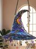 Halloween Ornaments 2d Acrylic Witch Hat Window Ornaments Hangable Stained Glass Pendant for Room Festival Indoor Birthday Tree