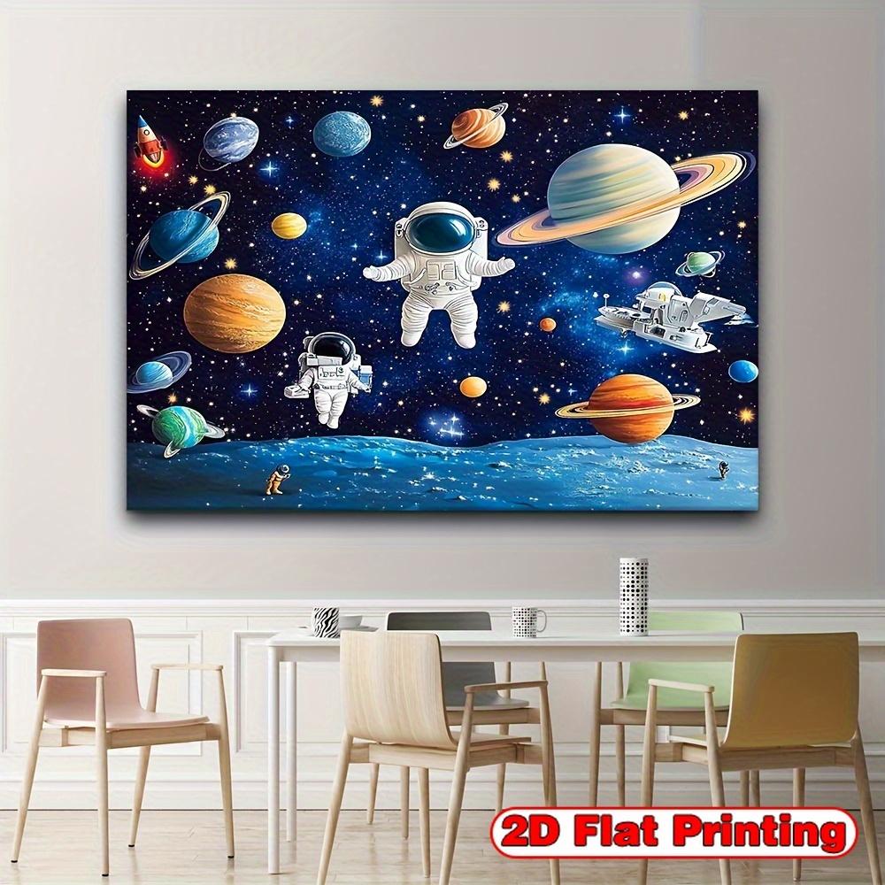 2D plane 2D banner 1 piece of background fabric with cosmic planet and astronaut scene - Birthday Party