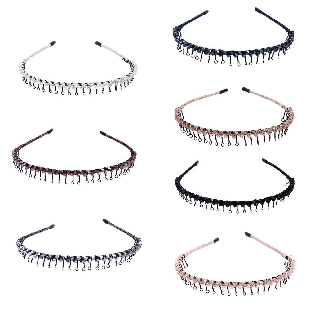 Korean Non-slip Girls With Teeth Women Fashion Hair Band Crystal Beaded Headband Headwear Iron