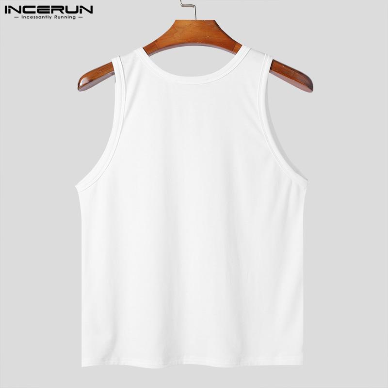 INCERUN Men Sleeveless Patchwork Mesh Sheer Tank Tops See Through Vest