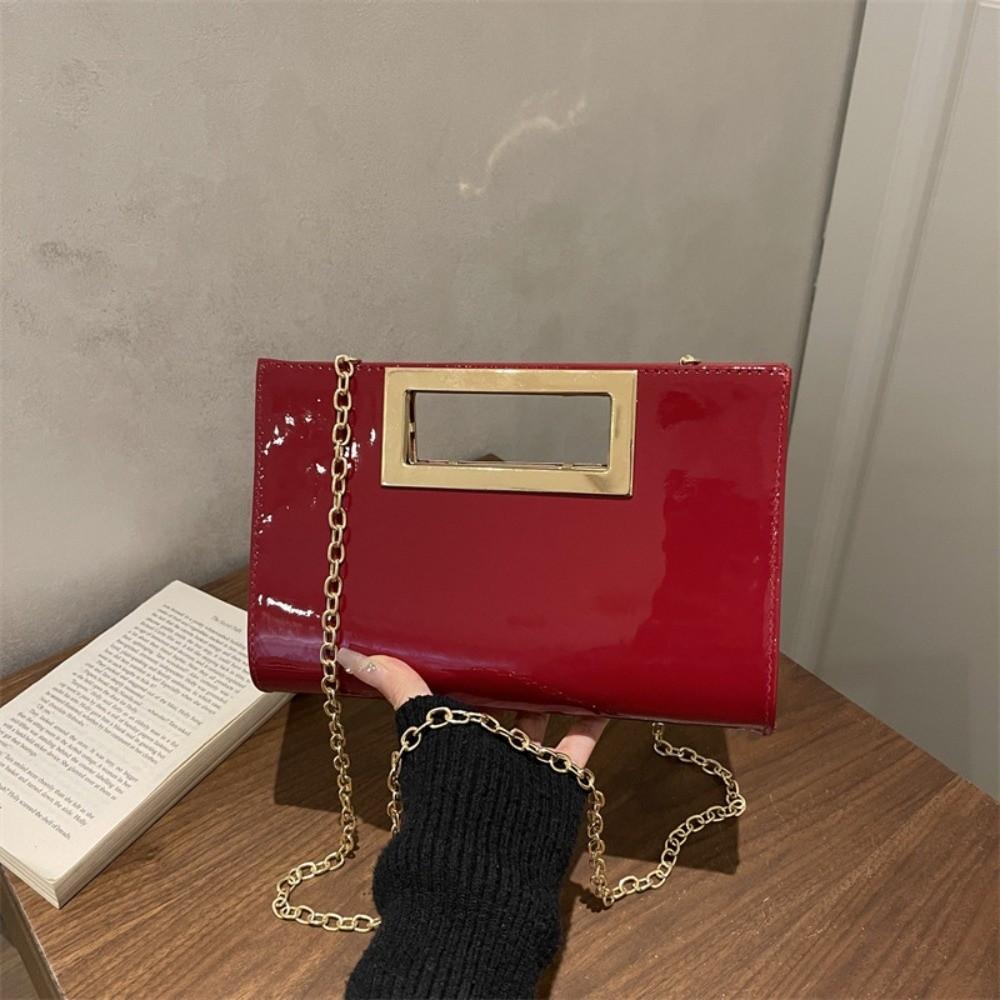 Metallic Women Evening Clutch Bag Elegant Chain Shoulder Bag Gift PU Leather Crossbody Bags Prom красный