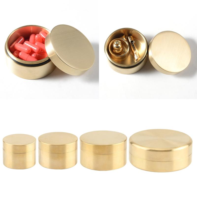 Waterproof Round Brass Box Metal Jewelry Sealed Container Dustproof Storage Box