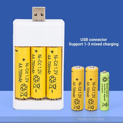 Pil Şarj Cihazı LED Göstergesi ile Güvenli Hızlı Şarj 3 Yuva USB AA/AAA Radyo için Şarj Edilebilir Pil Şarj Adaptörü