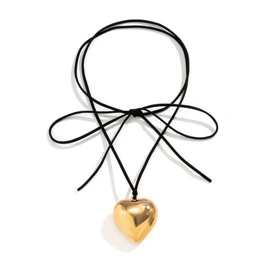 Big Love Pendant Necklace Adjustable Faux Leather Wax Rope Women Choker Necklace Jewelry Gift Accessories