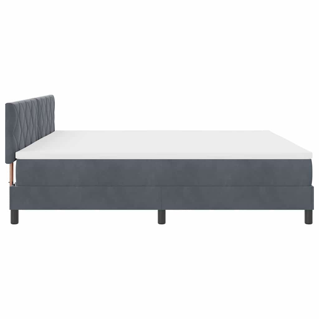 LED Box Spring Bed with Headboard Dark Grey 200 X 200 Cm Velvet