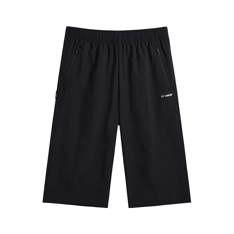 

Li-Ning Fashionable Versatile Simple Letter Comfortable Soft Seven-Point Casual Shorts Unisex shorts Black AKQV065-1 XL