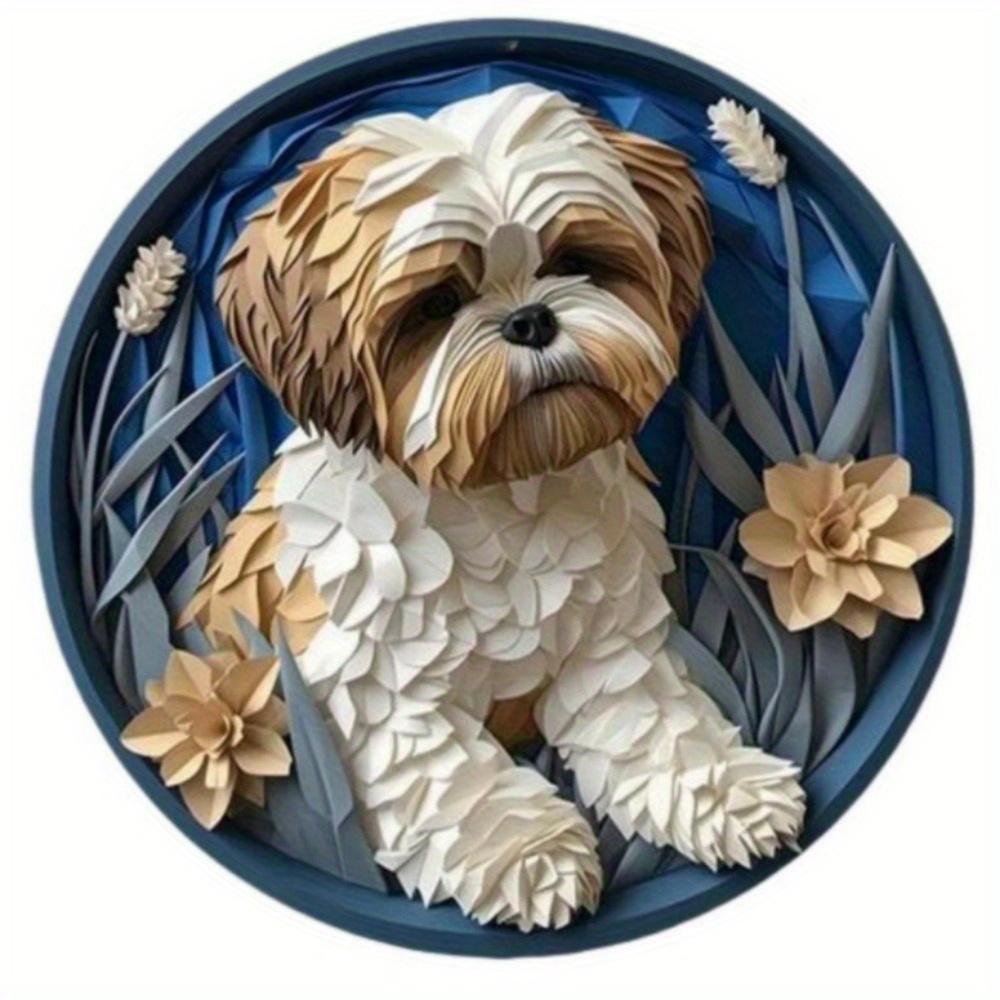 

1 шт. 2d плоский круглый деревянный знак - 20 см спальня искусственная ледяная скульптура окно декор венок знак украшение подарок украшение на тему ши-тцу 20cm*20cm