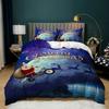 Christmas Duvet Cover Cartoon Merry Chirstmas Santa Claus Elk Quilt Cover Green for Children Adults Holiday Gifts Bedroom Decor