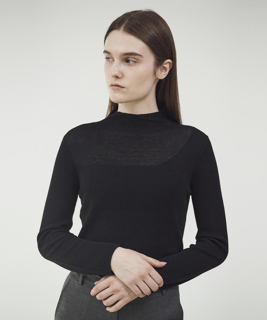 Ssikeoseun High Neck Knit Top - Black