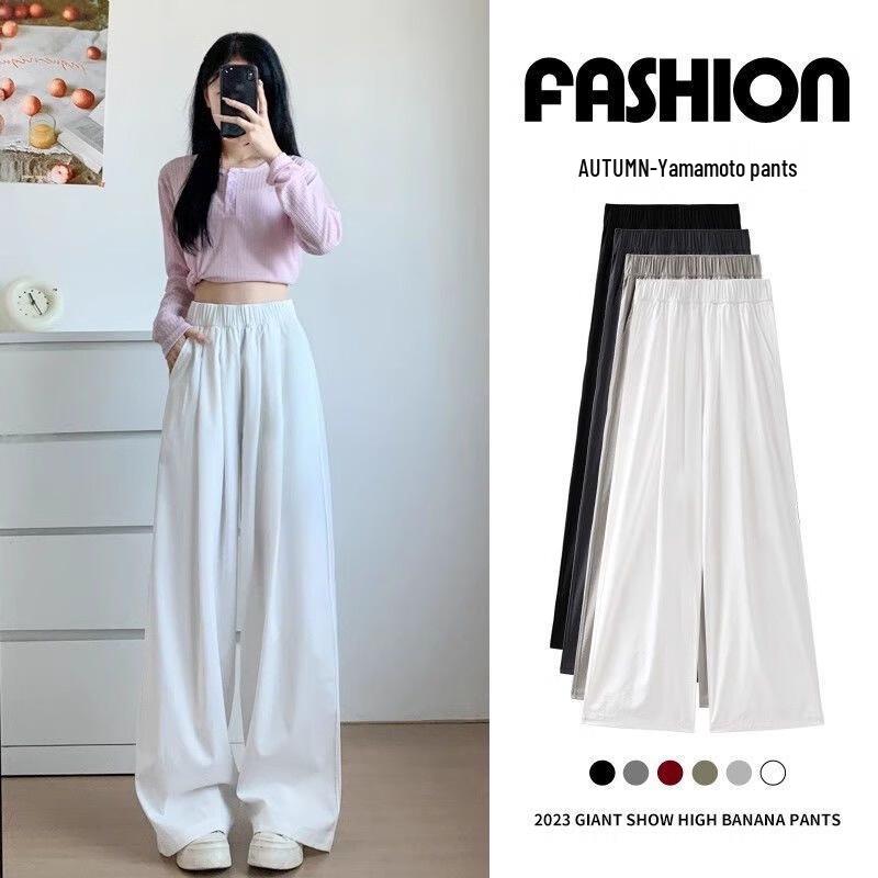 Langsha Women's High-Waist Loose Fit Drapey Wide-Leg Pants