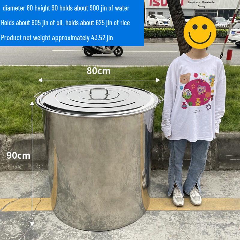 Large Thickened Stainless Steel Bucket with Lid