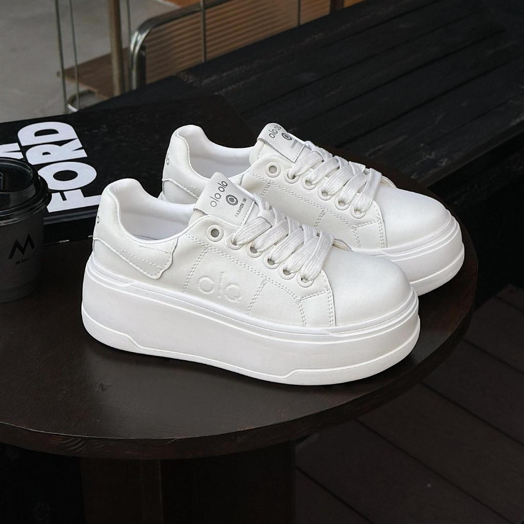 White sneakers women's 2025 spring new platform white shoes ugly cute big head bread shoes heightening casual board shoes