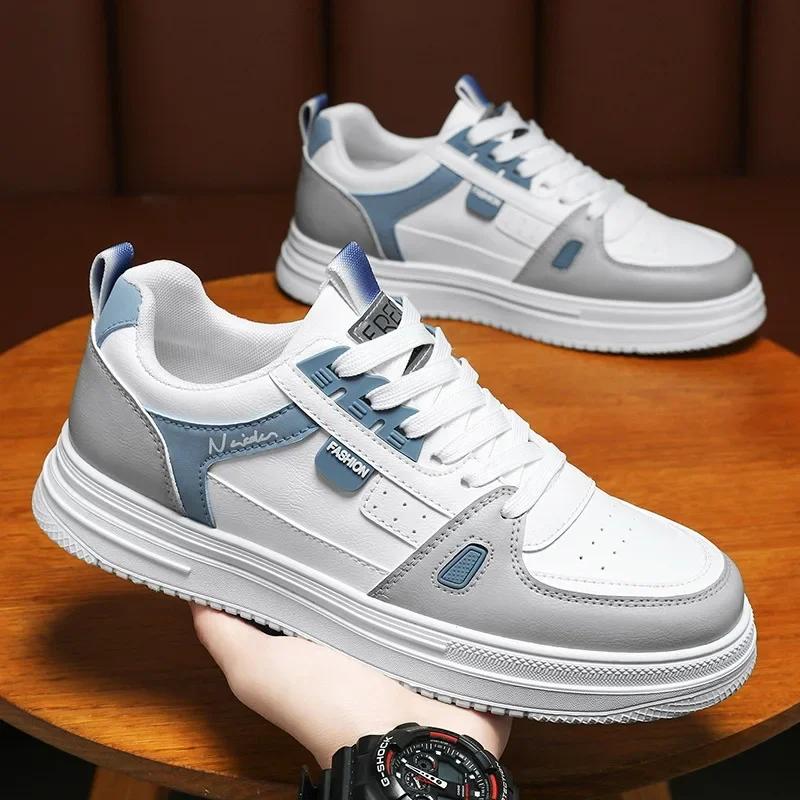 Fashion Trendy Men's Shoes New Style Breathable Soft Bottom White Casual Board Shoes Korean Version Versatile Thick Bottom Sports Shoes