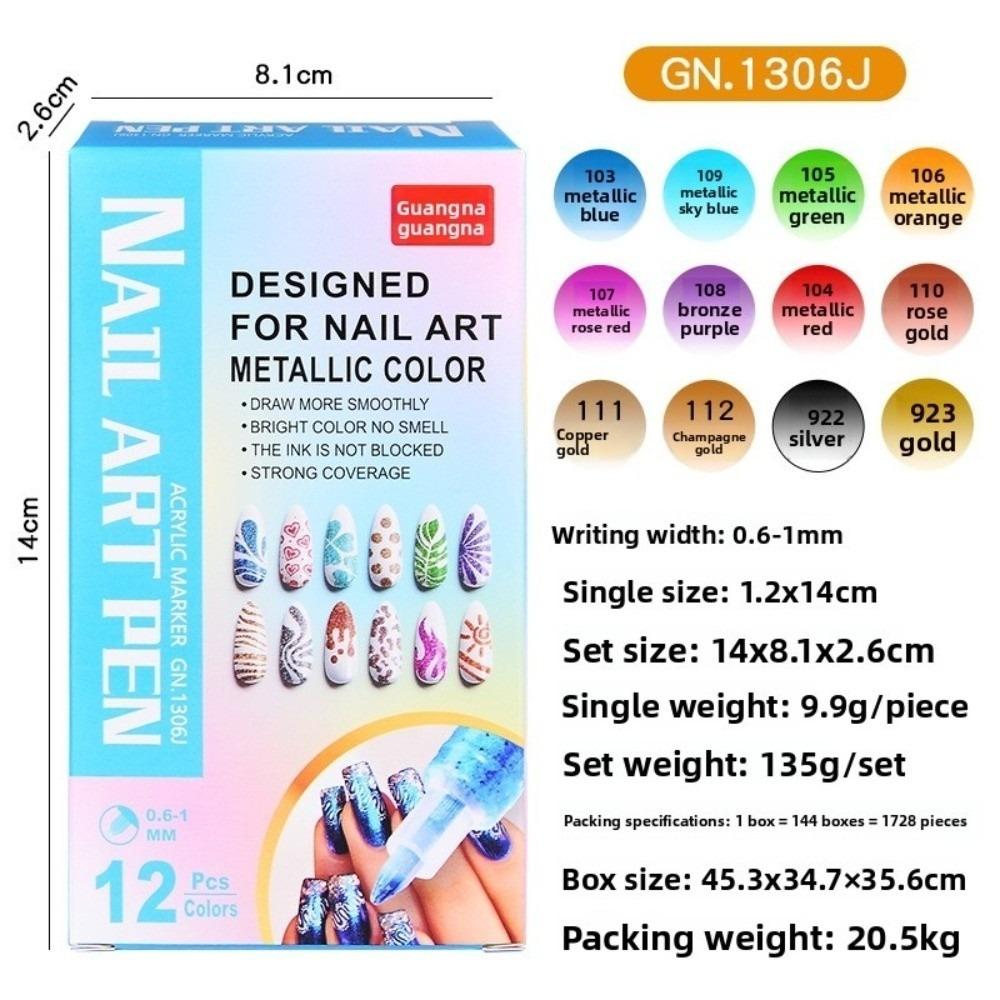 7/12 Colors Nail Art Graffiti Pen Waterproof Nail Art Pens Set New Nail Art Marker