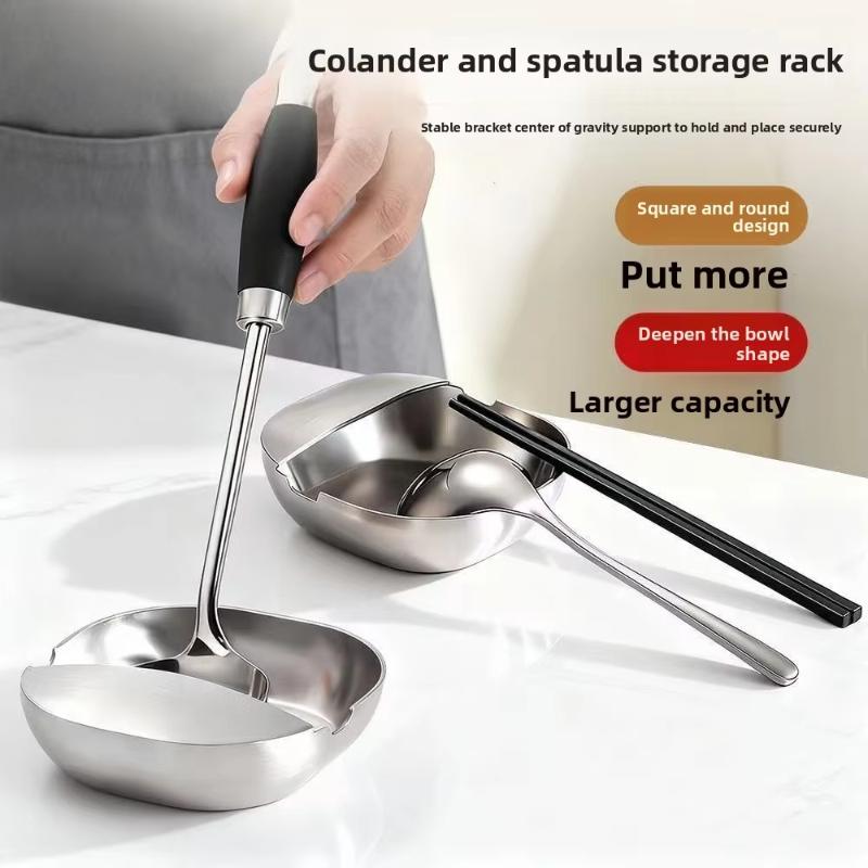 Stove Spoon Holder Stainless Steel Self Standing Utensils Frame Household Ladle Holder For Spoon Spatula Kitchen Counter Stove