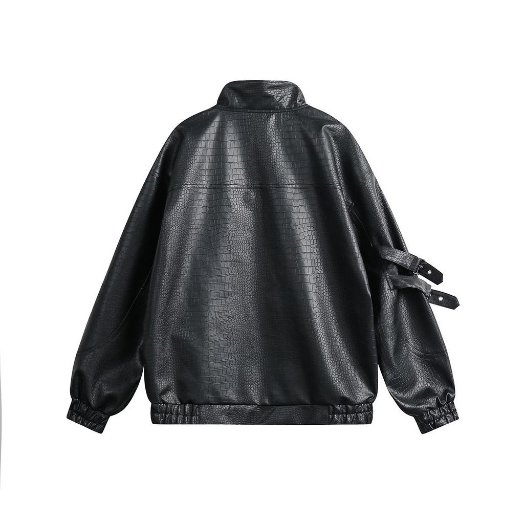 ANSWER ME Unisex Retro PU-Leder Motorradjacke - Trendy, Locker, Lässiger Mantel W251