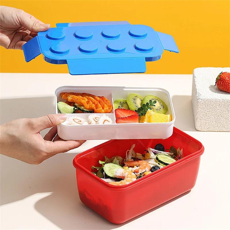 Creative Building Blocks Color Sealed Lunch Box - Kids Student Bento Box, Portable Outdoor Picnic Fruit Salad Container