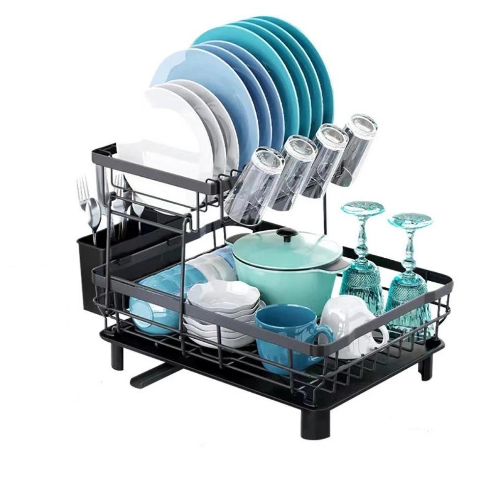 Large Capacity Dish Drying Rack Rust-Proof Drainboard Set Kitchen Storage Shelf  Kitchen Sink