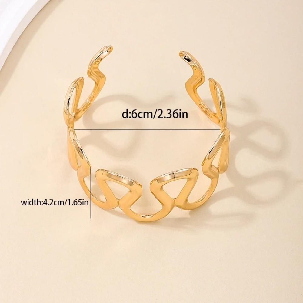 S/Round Shape Irregular Wide Bracelet Wave Opening Retro Hand Ring Zinc Zinc Alloy Wide Opening Bangle Gift