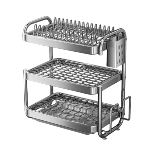 

Suzapiw Stainless Steel Dish Drainer, Rust-Resistant Kitchen Rack for Dish Drying, Large Plates, Pot Lids, Chopsticks, and Cutting Boards, Multifuncti
