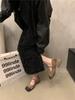 French retro high heels square head single shoes women's shoes 2025 new spring and summer temperament late evening wind Mary Jane shoes